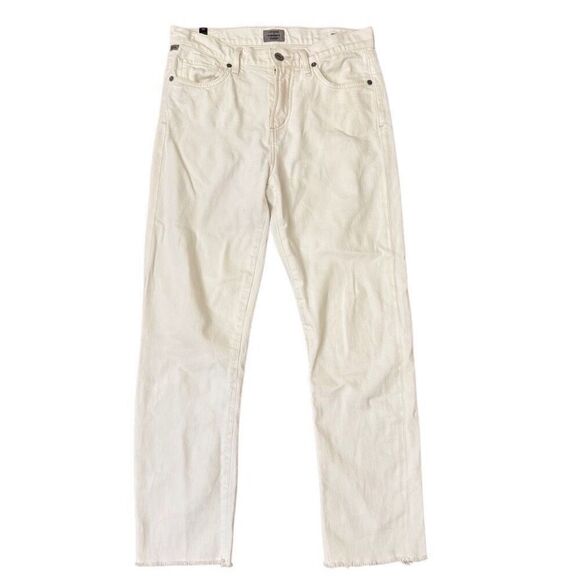 Citizens of Humanity Harlow Ankle High Rise Slim Crop Jean Raw Hem White Size 26 - Picture 7 of 7